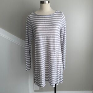 Eileen Fisher Organic Linen Gray and White Stripe Tunic/Dress - Size M